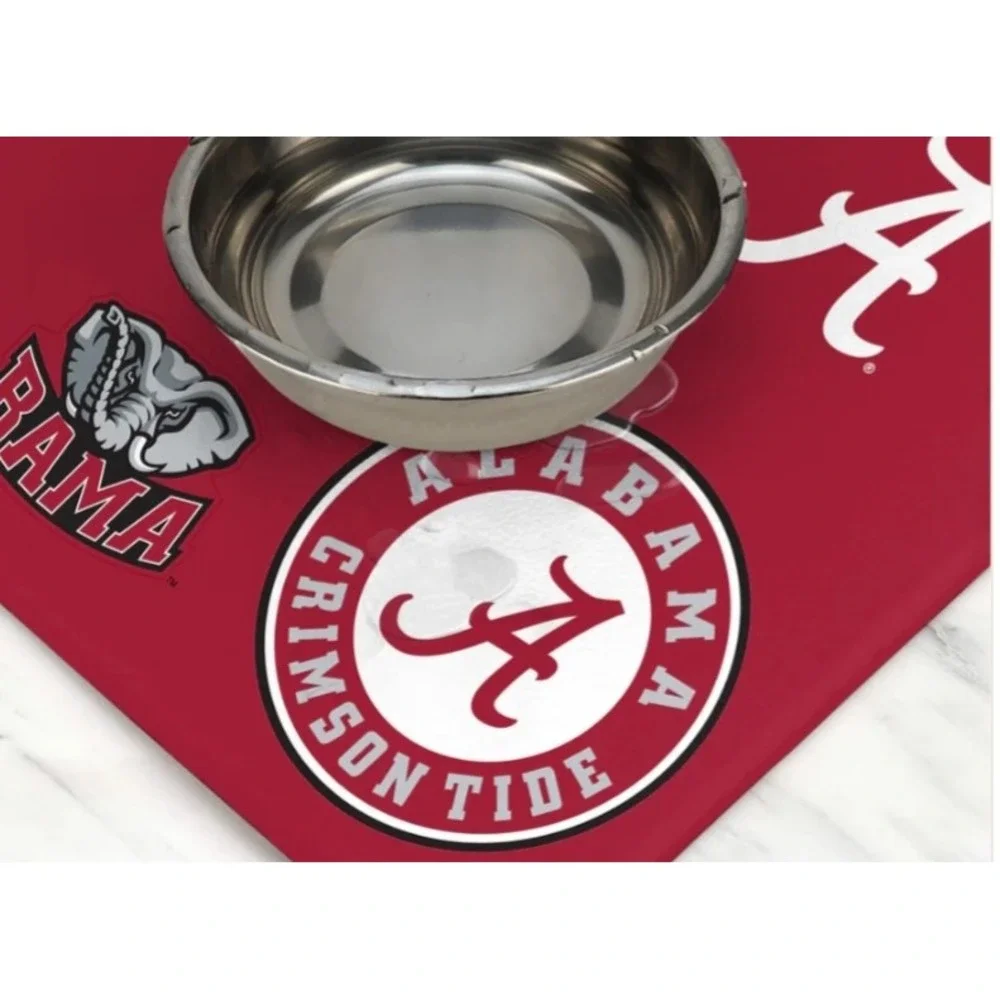 ShopInstaPets Alabama Crimson Tide Pet Food Mat 18x29‎ Bama NCAA Waterproof Red
